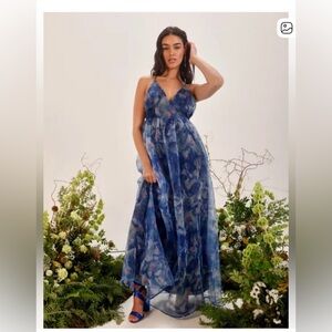 Lulus Blue Floral Maxi Dress